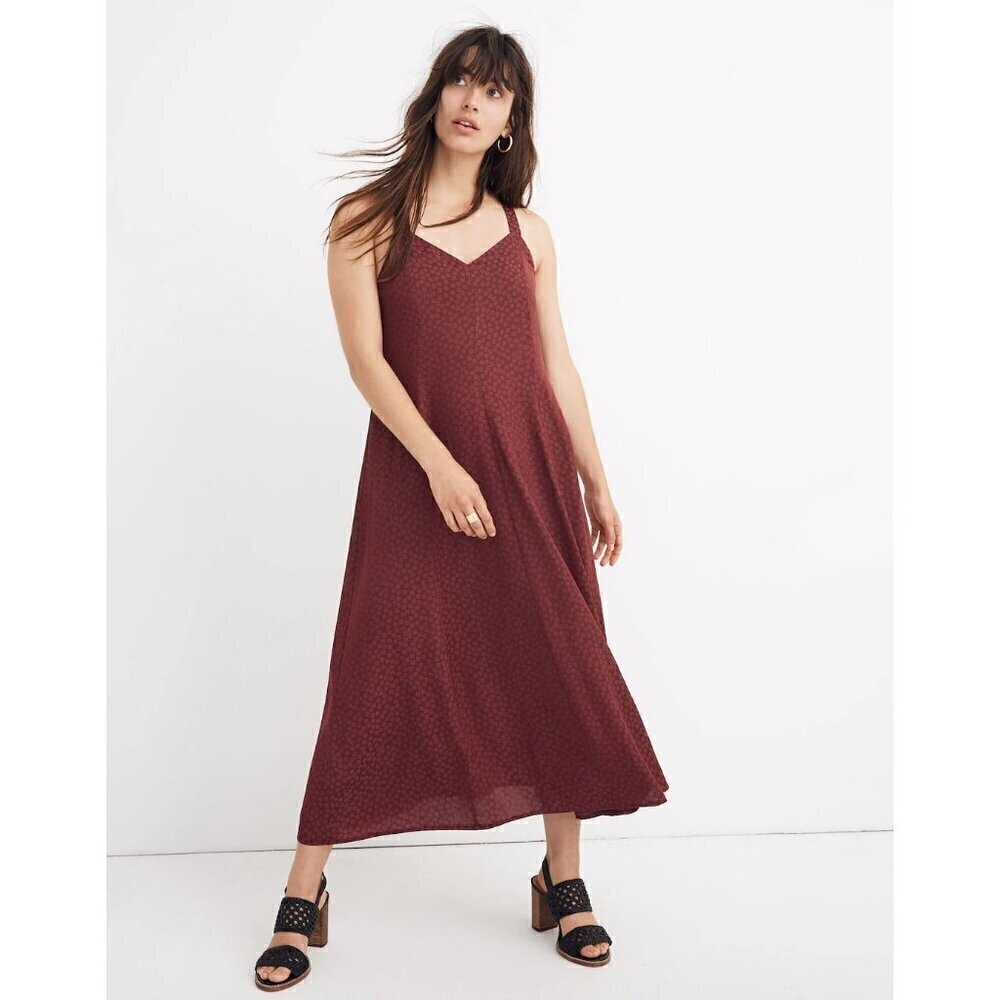 Madewell Cami burgundy floral maxi dress size 12